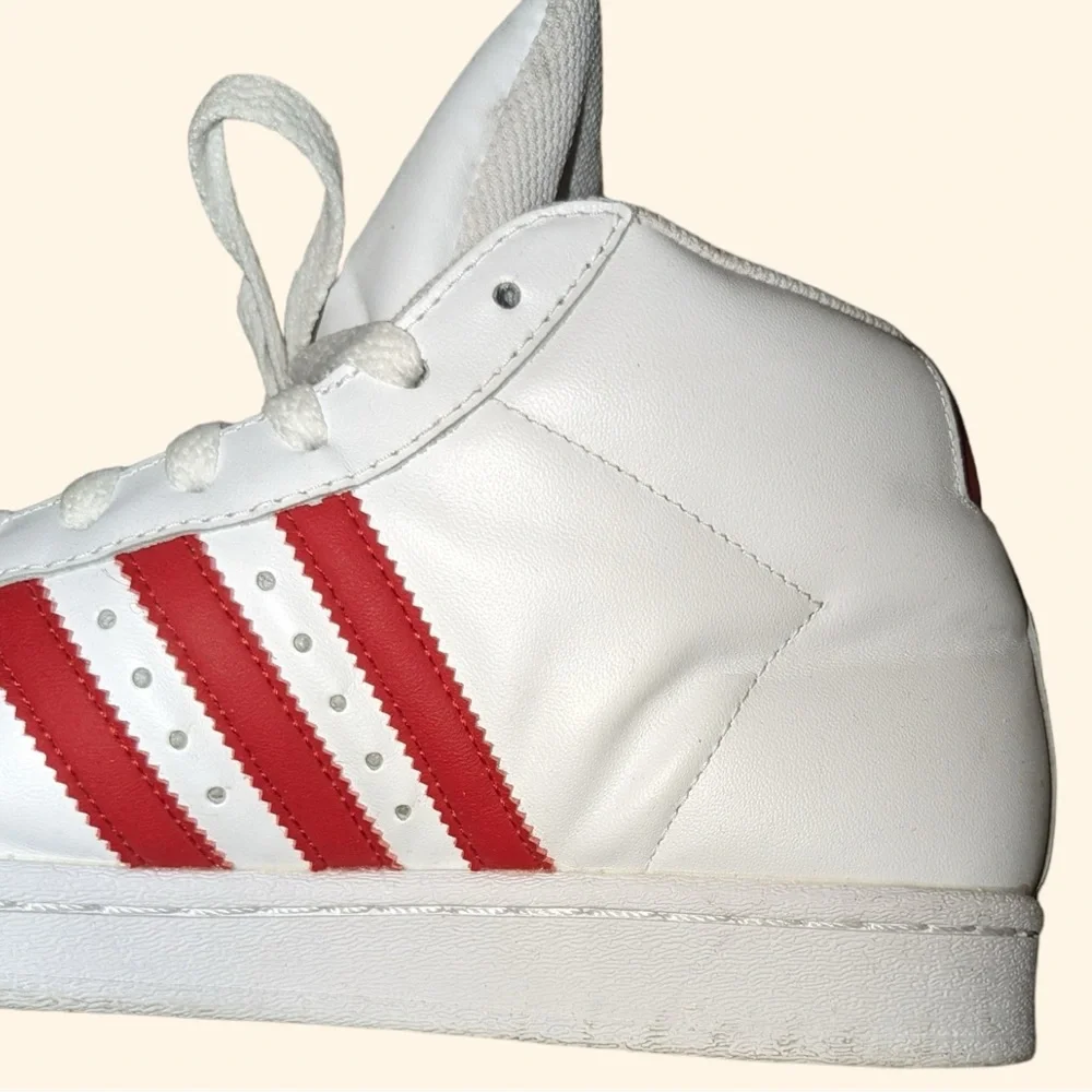 adidas Women's White and Red High-Top Sneakers